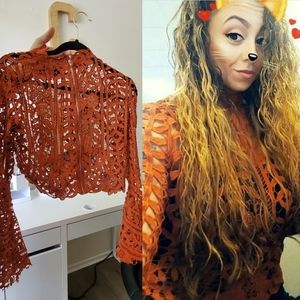 SOLD Sexy Zip-up burnt orange top